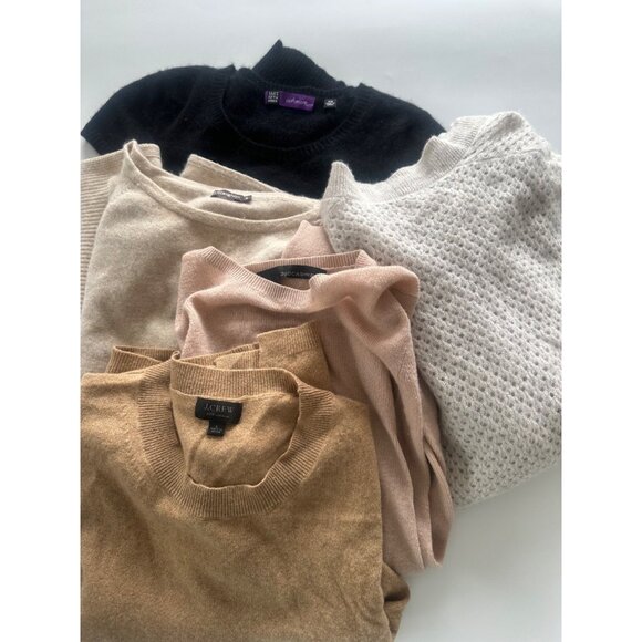 100% Neutral Cashmere Sweaters Lot of 5 Flawed Bundle Crafters Cutters Fabric - Picture 2 of 2